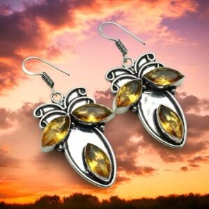 Citrine Handmade Drop Dangle Earrings 925 Silver